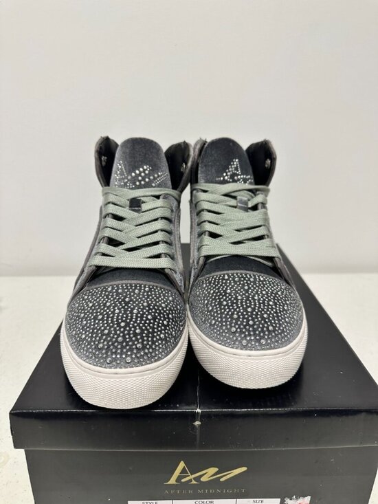 After Midnight Flash Sneakers Men 9 Silver Velvet Rhinestone Studded Bling main image 6